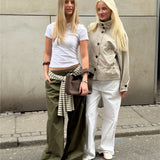 DANIA wide leg bukser, grøn