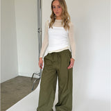 DANIA wide leg bukser, grøn