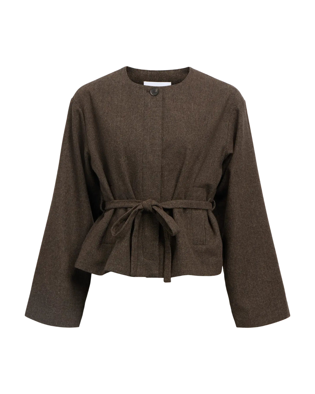 Produktbillede af brun Darla jakke. Set forfra. Fra BySofieSønderby.