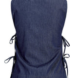 DEBBY top med bindebånd, navy