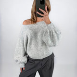 DENVER off shoulder strik, grå