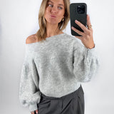 DENVER off shoulder strik, grå