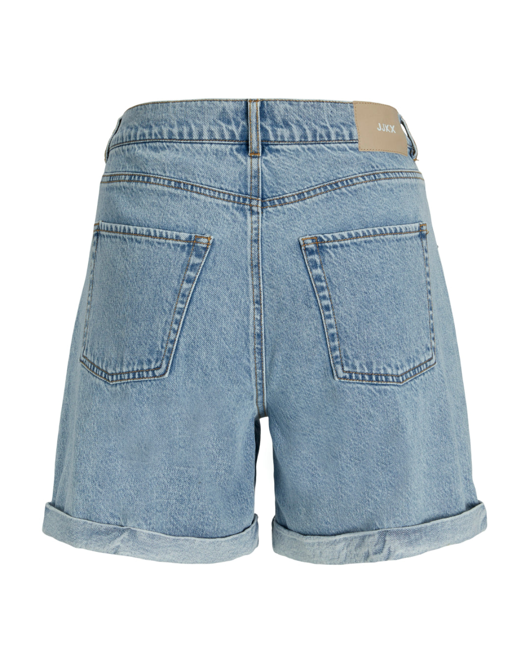 Produktfoto af bagsiden af DORA shorts, blå på hvid baggrund - fra BySofieSønderby