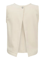 Produktfoto af bagsiden af DORA top, beige på hvid baggrund - fra BySofieSønderby