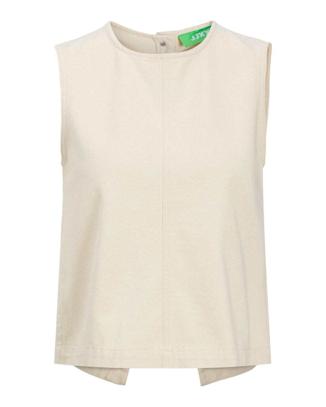 Produktfoto af forside af DORA top, beige på hvid baggrund - fra BySofieSønderby