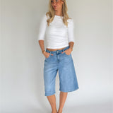 DREW denim jorts, lyseblå