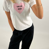 DUMP HIM baby tee, hvid
