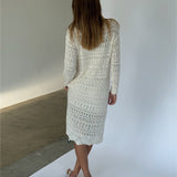 ELIZA strik midi kjole, creme