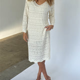ELIZA strik midi kjole, creme