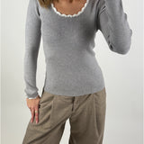 ELLA bluse, grå/hvid