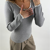 ELLA bluse, grå/hvid