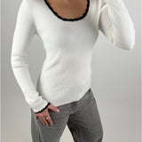 ELLA bluse, hvid/sort