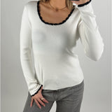 ELLA bluse, hvid/sort