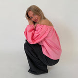 ESTELLE off shoulder bluse, lyserød