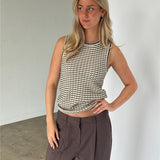 ESTER strik top, beige/sort