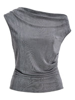 Produktbillede af grå EVA top. Set forfra. Fra BySofieSønderby