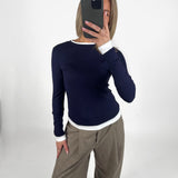 EVIE langærmet, navy