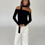 FEO off shoulder bluse, sort