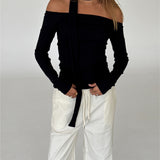 FEO off shoulder bluse, sort