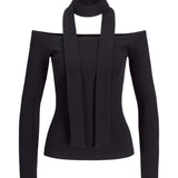 FEO off shoulder bluse, sort