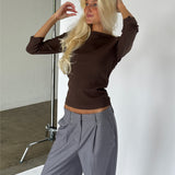 FIFI boatneck top, brun