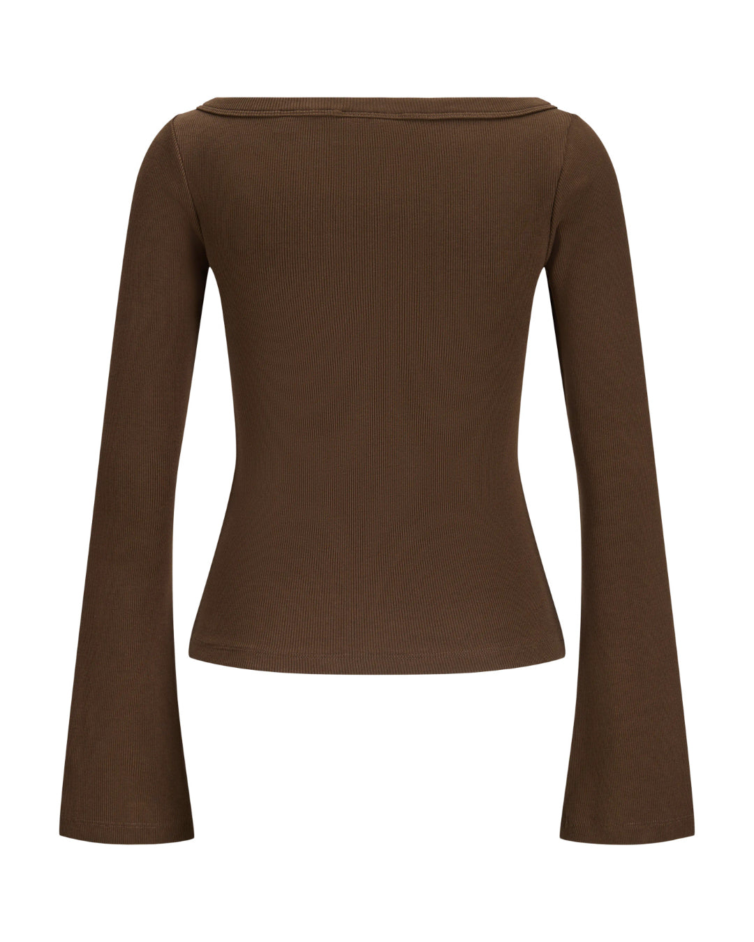 Produktbillede af FIFI boatneck top i brun. Set bagfra. Fra BySofieSønderby