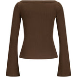 Produktbillede af FIFI boatneck top i brun. Set bagfra. Fra BySofieSønderby