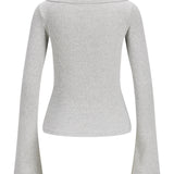 Produktbillede af FIFI boatneck top i grå. Set bagfra. Fra BySofieSønderby