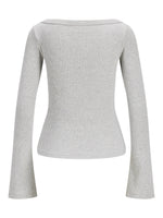 Produktbillede af FIFI boatneck top i grå. Set bagfra. Fra BySofieSønderby