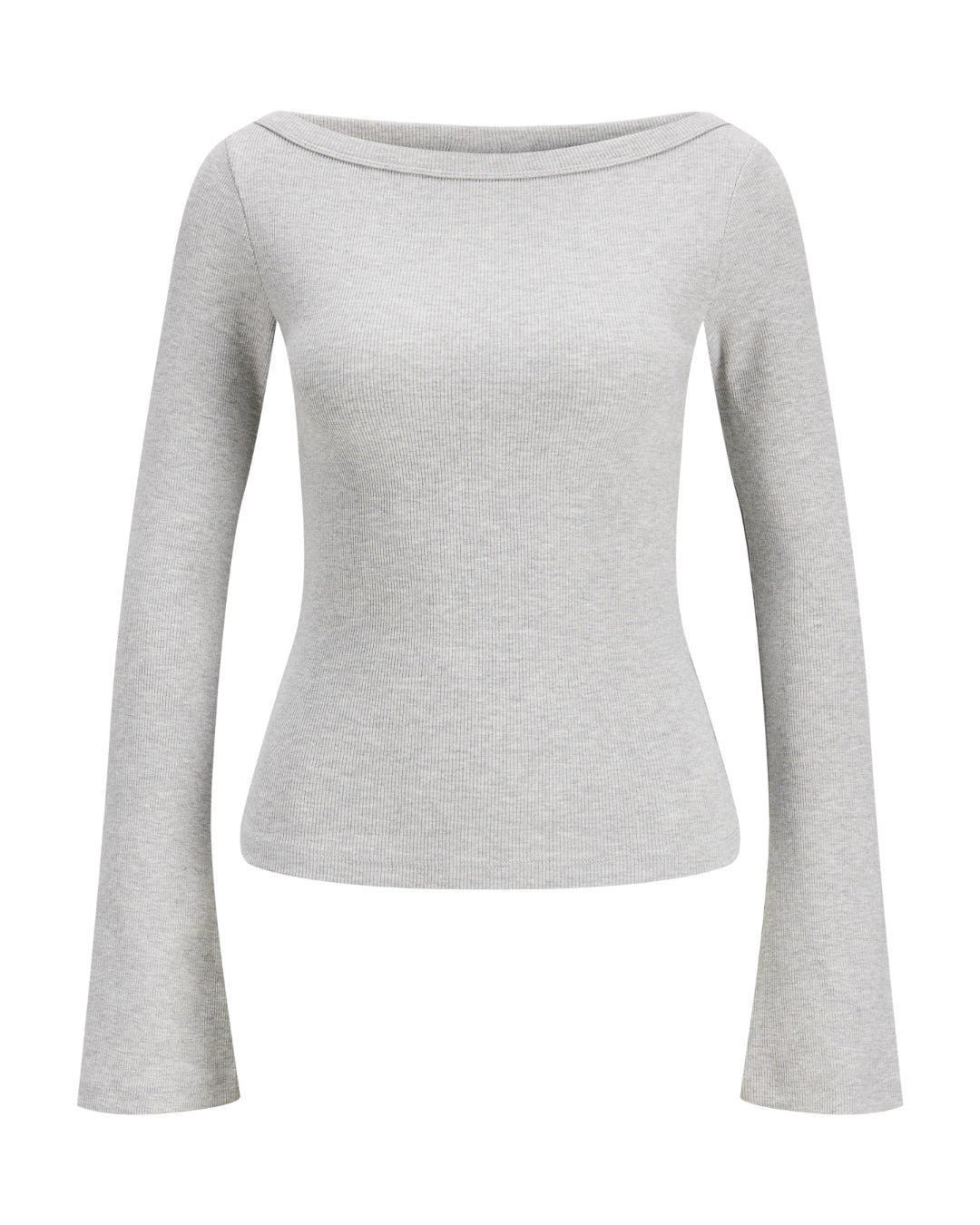 Produktbillede af FIFI boatneck top i grå. Set forfra. Fra BySofieSønderby