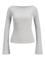 Produktbillede af FIFI boatneck top i grå. Set forfra. Fra BySofieSønderby