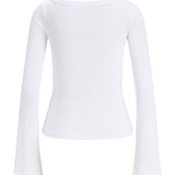 Produktbillede af FIFI boatneck top i hvid. Set bagfra. Fra BySofieSønderby