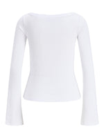 Produktbillede af FIFI boatneck top i hvid. Set bagfra. Fra BySofieSønderby
