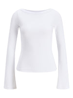 Produktbillede af FIFI boatneck top i hvid. Set forfra. Fra BySofieSønderby