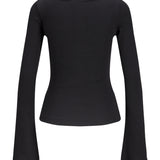Produktbillede af FIFI boatneck top i sort. Set bagfra. Fra BySofieSønderby