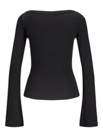 Produktbillede af FIFI boatneck top i sort. Set bagfra. Fra BySofieSønderby