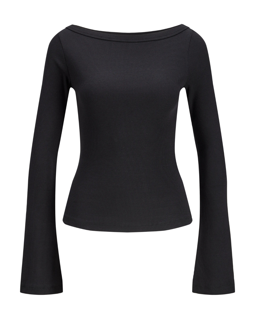 Produktbillede af FIFI boatneck top i sort. Set forfra. Fra BySofieSønderby