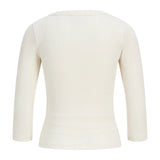 Produktfoto af FIFI v-hals bluse 3/4 ærme, creme. Baggrund er hvid. Fra BySofieSønderby