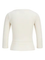Produktfoto af FIFI v-hals bluse 3/4 ærme, creme. Baggrund er hvid. Fra BySofieSønderby