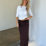 FLORENCE maxi nederdel, brun