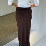 FLORENCE maxi nederdel, brun