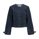 Produktbillede af navy FLO skjorte. Set bagfra. BySofieSønderby.