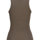 Produktbillede af brun FRIDA top. Set bagfra. Fra BySofieSønderby