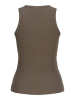 Produktbillede af brun FRIDA top. Set bagfra. Fra BySofieSønderby