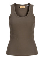 Produktbillede af brun FRIDA top. Set forfra. Fra BySofieSønderby