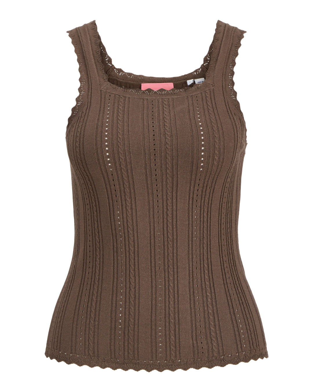 Produktbillede af brun GIANNA top. Set forfra. Fra BySofieSønderby