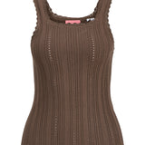 Produktbillede af brun GIANNA top. Set forfra. Fra BySofieSønderby