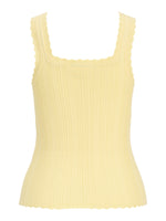 Produktbillede af gul GIANNA top. Set bagfra. Fra BySofieSønderby