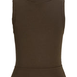 Produktbillede af brun GIGI top. Set bagfra. Fra BySofieSønderby