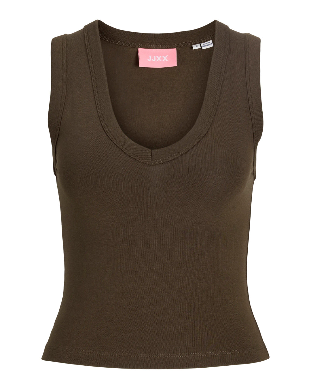 Produktbillede af brun GIGI top. Set forfra. Fra BySofieSønderby